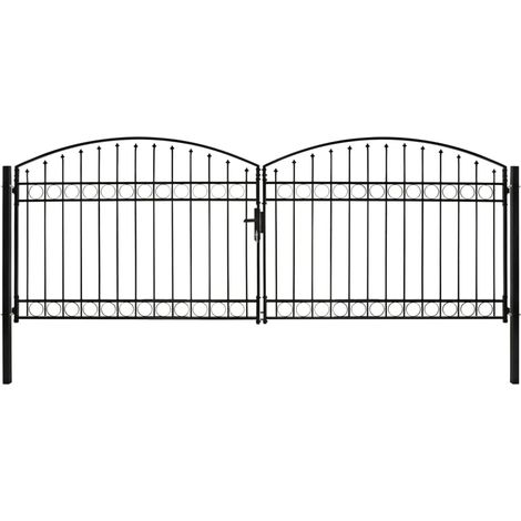 Cancello per recinzione ASSEN a doppia anta con parte superiore ad arco in acciaio 400x150 cm vidaXL (1/5)