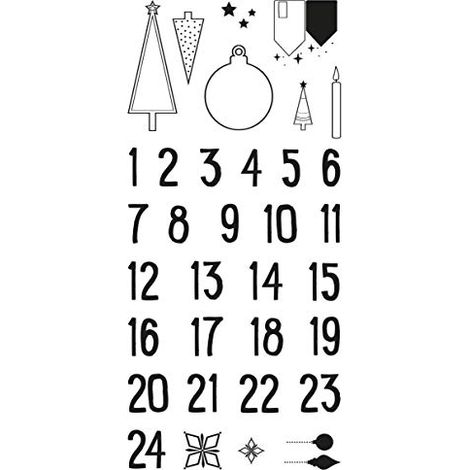 Rayher Clear Stamps - Calendario D'Avvento Nord, 97X205Mm, 34 Motivi, Bus.Blis. 1Foglio, 50222000 (1/2)