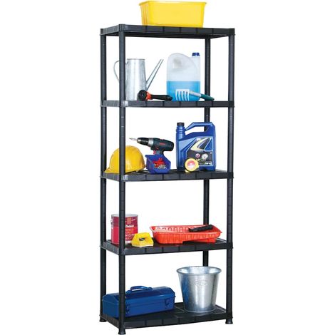 Étagère de rangement à 5 niveaux Étagère Charge Lourde - Étagère de stockage Noir 71x38x170 cm Plastique BV125822 - BonneVie (1/5)