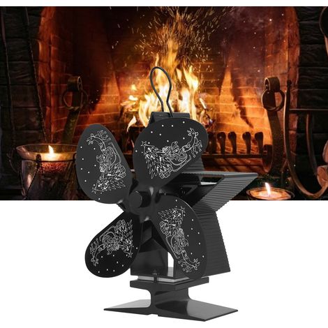 4-flügeliger Kaminmotor, selbsterzeugender Kaminventilator, thermischer Kaminventilator, hochtemperaturbeständiger Kaminventilator, Kaminventilator im Weihnachtsmann-Design, schwarz. (1/5)