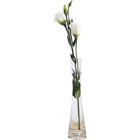 Petit vase en verre soufflé fait à la main à tige unique pour fleurs et bourgeons de bureau, décoration d'intérieur (transparent) (1/5)