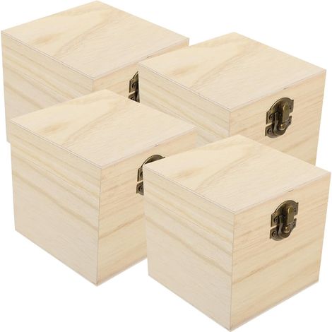 4 Pièces Boîte Bois Vintage avec Couvercle Boîte de Rangement pour Bijoux et Objets Divers Décorative pour Commode ou Présent (1/5)
