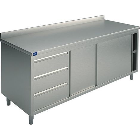 Meuble Inox avec Tiroir et Dosseret - Gamme 600 - Virtus (1/3)