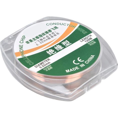 Fil conducteur ultrafin, isolation ultra-fine, faible résistance, longueur 120 m, diamètre 0,02 mm, pour puces téléphoniques. (1/5)
