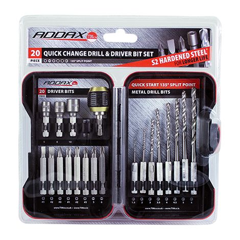 TIMCO Driver Bit & Ground Jobber Drill Bit Set - 20pc