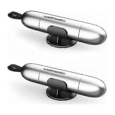 Lot de 2 marteaux de sécurité multifonctionnels brise-vitre pour voiture, butée d'urgence argentée-AquaForge