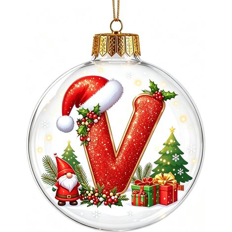 Boule à neige de Noël 3D en acrylique transparent, lettres, décoration à suspendre pour sapin de Noël (non lumineuse) (1/5)