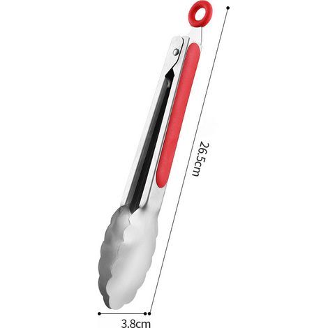 Food tongs, stainless steel non-slip tongs, steak tongs, barbecue tongs, heat-resistant tongs, baking tongs, high temperature resistant, barbecue tongs, cooking tongs, with hanging rings, 2-pack - 9 i (1/5)