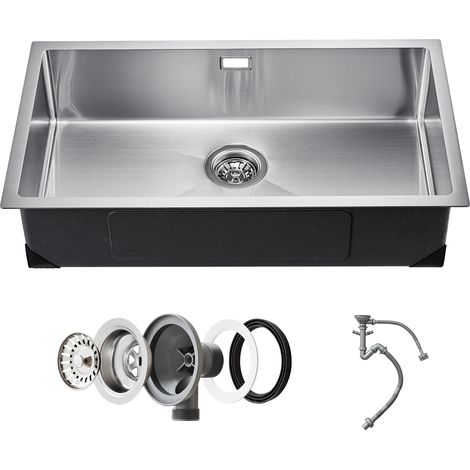 VEVOR Lavello da Cucina da 76 cm Lavello Sottopiano in Acciaio Inossidabile 304, Vasca Singola da Incasso Stile Fattoria con Accessori, Lavello Domestico per Cucina di Preparazione, Lavanderia, Bar