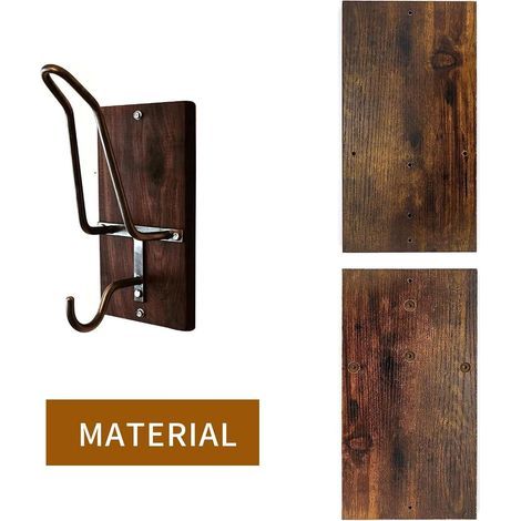 Porte-casque mural - Support en bois pour casque de moto - Crochet universel pour veste et équipement - Organisateur de garage - Bois naturel (1/5)