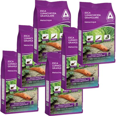 6 X 1kg Esca LUMACHICIDA GRANULARE METACINQUE Elimina limacce, lumache, chiocciole e gasteropodi