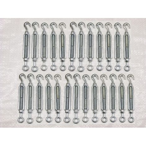 x25 M20 Galvanised Forged Straining Screw Hook And Eye - Caravan Turnbuckle Open Body (1/5)