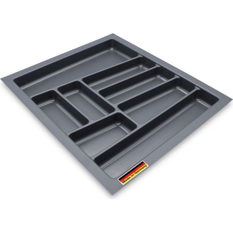 Mehrzweck Besteckeinsatz grau für Küchenschubladen - 54 x 48 cm - Kunststoff Schubladen Ordnungssystem schiefergrau