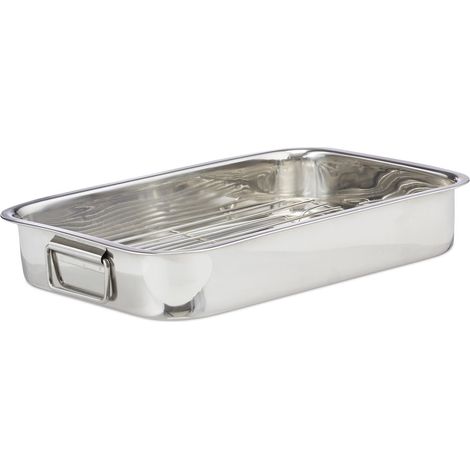 Teglia da forno con griglia - L - acciaio inox - adatta al forno - lavabile in lavastoviglie - argento (1/5)
