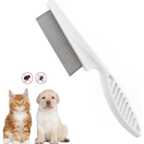 Professioneller Flohkamm für Hunde und Katzen, Läusekamm zur Flohentfernung, Hundekämme mit abgerundeten Metallzinken für sanfte Pflege (1/5)