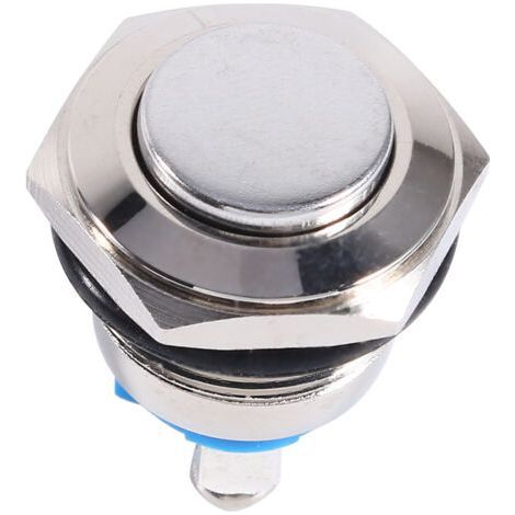 ,12V 16mm metal ON OFF push button, waterproof, for car, for horn Silver (1/5)
