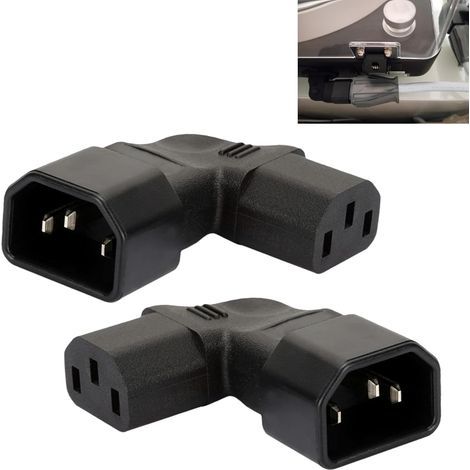 2 Pièces IEC C14 vers C13 Coudés, Adaptateurs Secteur Prise Ordinateur 90 Degrés(Gauche et Droite), 3 Broches 250 V 10 A, Cable Alimentation Coudé pour Ordinateurs, PDU, Imprimantes (1/5)