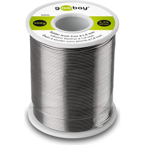 Goobay 40846 - Stagno per saldatura senza piombo, ø 1, 0 mm, 500 g, con una percentuale di argento (Ag) dello 0, 3%