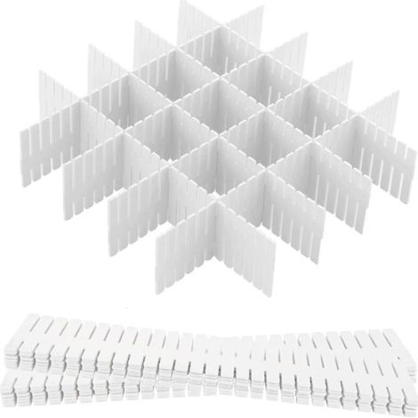 Séparateur de tiroir réglable 12 unités – Dimensions 32,4 x 7 cm – Plastique renforcé – Pour sous-vêtements, chaussettes, fournitures de bureau (1/5)
