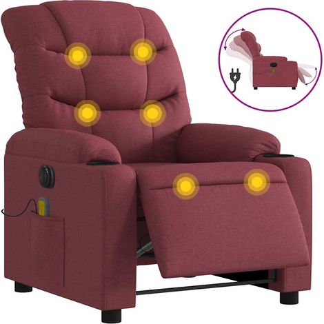 Maison Exclusive - Massagesessel Elektrisch Weinrot Stoff