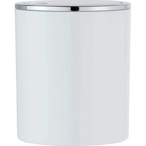 WENKO Schwingdeckeleimer Inca White, hochwertiger Kunststoff, 2 Liter, Wei , Kunststoff (ABS) wei   chrom