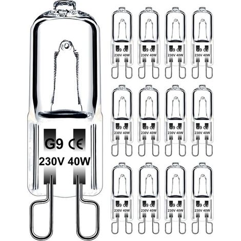 Ampoule G9 40W 230V Dimmable Blanc Chaud, Ampoule Halogène G9 Tolérance de 300°C, Ampoule Four G9 Pour Four Micro-ondes Cuisinière Plafonniers, Lot de 12 (1/5)
