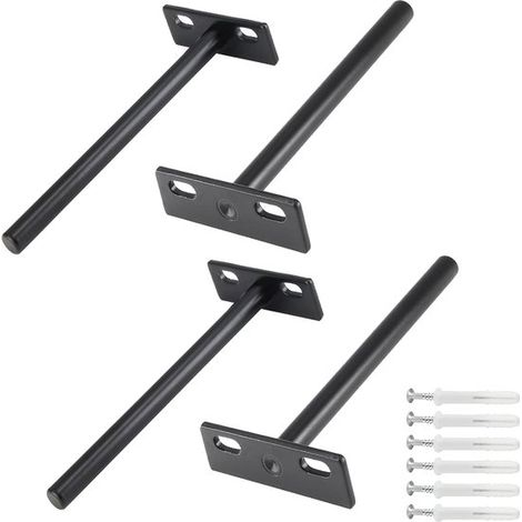 Staffe per mensole a scomparsa, a filo muro, per mensole portaoggetti, in metallo, elevata capacità di carico, lunghezza 12 mm, nere, 4 pezzi. (1/5)