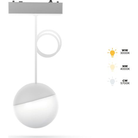 Lámpara colgante de bola blanca de 6 W DY para rieles magnéticos SLIM TRACK 48 V CC 3CCT 3000 K, 4000 K, 5700 K (1/5)