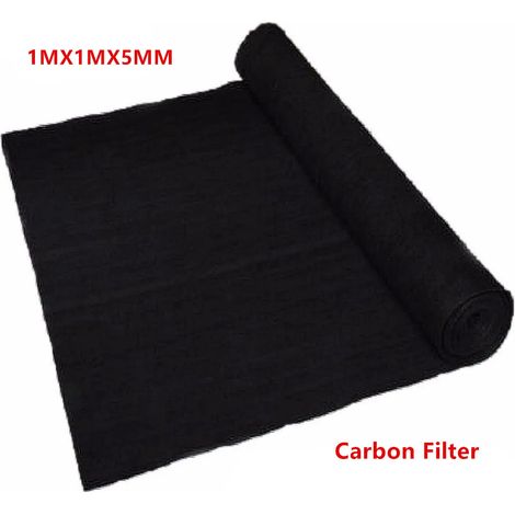 Filtre HEPA à charbon actif noir pour climatiseur domestique (5 mm) 1 m x 1 m, épaisseur 5/10 mm, accessoires inclus. (1/4)