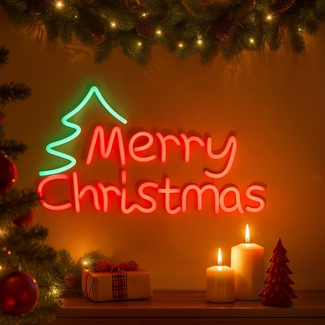 Decorazione Merry Christmas a neon connessione USB per decorazioni natalizie -Stile 2
