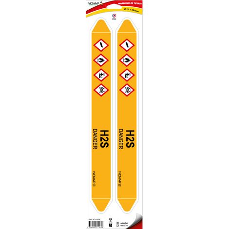 Planche de 2 marqueurs de tuyauterie 450 x 52 mm pour Ø 70 à 100 mm - H2S - 4711638