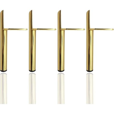 4er-Set Möbelbeine, Nachttischbeine, Metallbeine, rutschfeste, leise Basis, Tischbein für Couchtische, Schränke und Sofas (15 cm, Gold) ， Superma