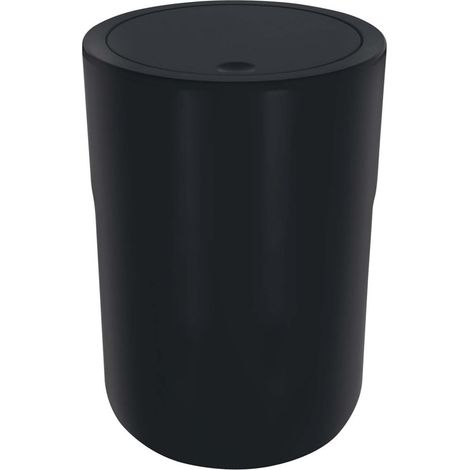 Poubelle Salle de Bains Cocco - Couvercle Pivotant avec Anneau de Fixation pour Sacs - Idéale comme Poubelle à Cosmétiques - Noir - 5L (1/5)