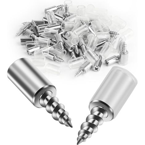 Lot de 70 chevilles de support d'étagère en métal de 7,5 mm, vis autotaraudeuses stratifiées pour armoires, meubles de cuisine, supports d'étagère + 70 manchons antidérapants (1/5)
