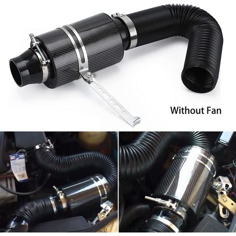 Kit di aspirazione aria fredda in fibra di carbonio universale da corsa, kit di aspirazione aria, scatola filtro aria senza ventola