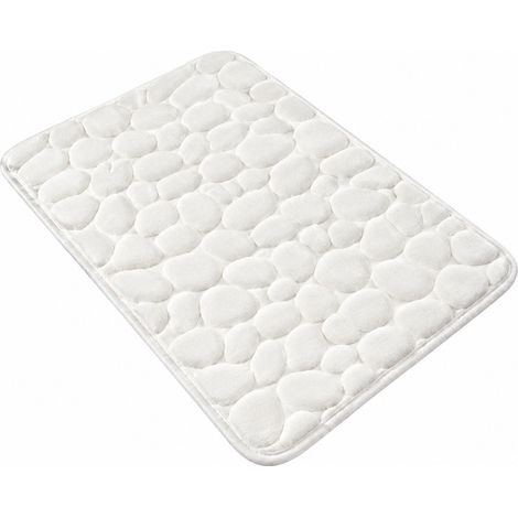 Tapis de bain gaufré à galets, tapis de sol absorbant et antidérapant, blanc laiteux, 40 x 60 cm (1/4)