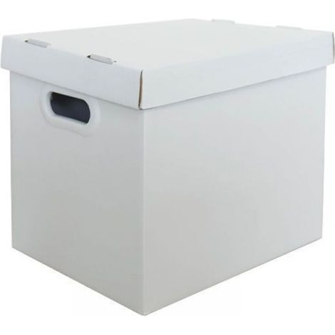 Juego de 6 cajas de almacenamiento plegables de cartón kraft, 33x25x26cm, con asa integrada, para libros y archivos. (1/5)