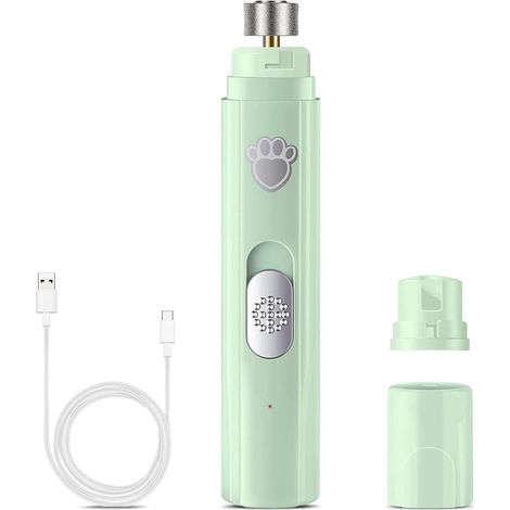 Lime à ongles électrique - Convient aux chiens et aux chats - Ponceuse à ongles - Lime à ongles pour chiens et chats - Coupe-ongles professionnel avec tête de lime diamantée - 3 modes - LED - Verte (1/4)