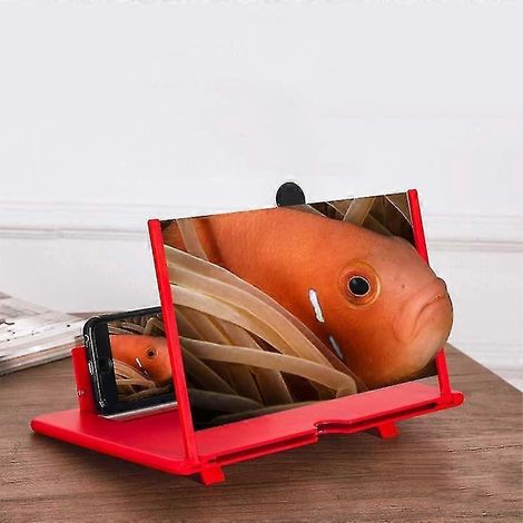 Loupe d'écran de téléphone extensible, support de bureau vidéo 3D pour téléphone, taille : 10 pouces (rouge) (1/5)