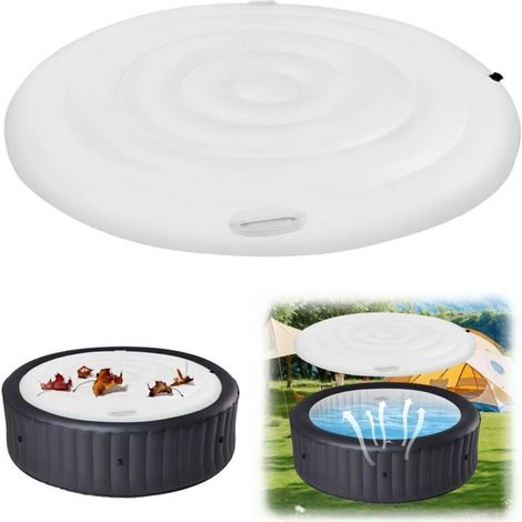 Cubierta de PVC de 138 cm para jacuzzi, apta para piscinas hinchables con asas, con aislamiento total, protección contra la lluvia y la nieve, y forma redonda. (1/4)