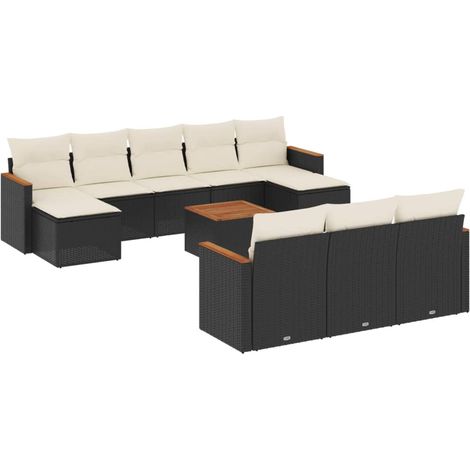 Maison Exclusive - Set de sofás de jardín 11 pzas y cojines ratán