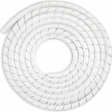 Gaine Spirale Flexible Universel 6mm, Kit de Câble Rangement 1 pack de Tube d'Enroulement de Câble en Spirale pour Protéger le Câble d'Antenne TV/PC/USB/Télé/AUX- (15m), Blanc（6mm，15m）