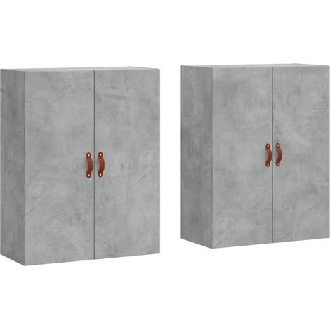 Set di 2 armadietti da parete design pratico portaoggetti 69,5 x 34 x 90 cm in legno multistrato grigio cemento 020055345