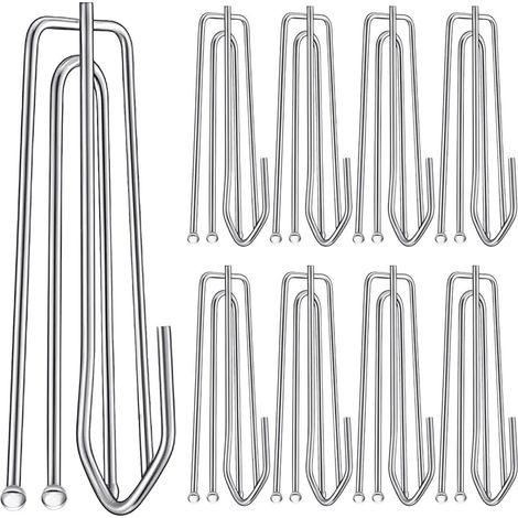Crochets de rideaux en acier inoxydable - Lot de 40 pièces - Adaptés aux rideaux plissés - Pinces à plis à 4 points - Pinces à plis horizontales - Crochets pour rideaux - Conviennent aux fenêtres, por (1/5)