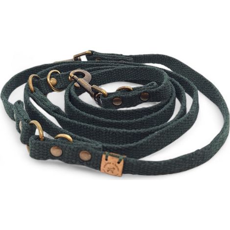 Laisse réglable pour chien en corde de chanvre naturel 2,20 m Vert forêt - PANGIVO