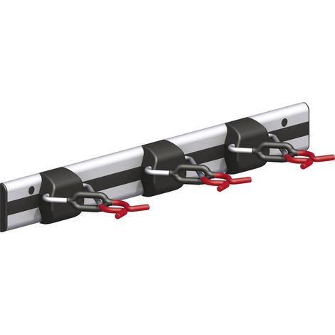 alfer Gerätehalter-Schiene mit 3 Haltern 50 cm silber-schwarz-rot Wandhalter (1/2)