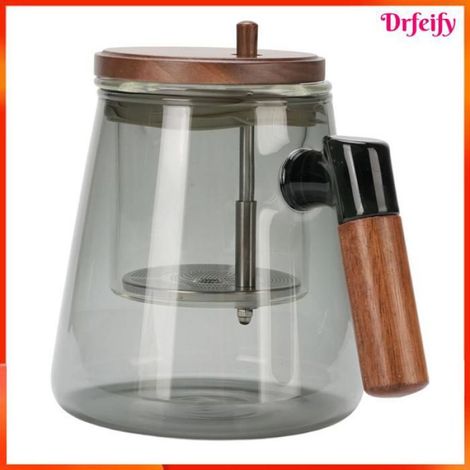 Théière - - 750 ml - Verre épais - Passoire séparatrice - Couvercle bois de noyer (1/4)