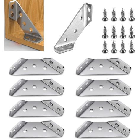 Set mit 20 Eckwinkeln aus Edelstahl, Metallbefestigungswinkel, Metall-Eckstützen mit Schrauben, Eckwinkel für Regale, Schränke, Tische, Stühle und Schreibtische (1/5)