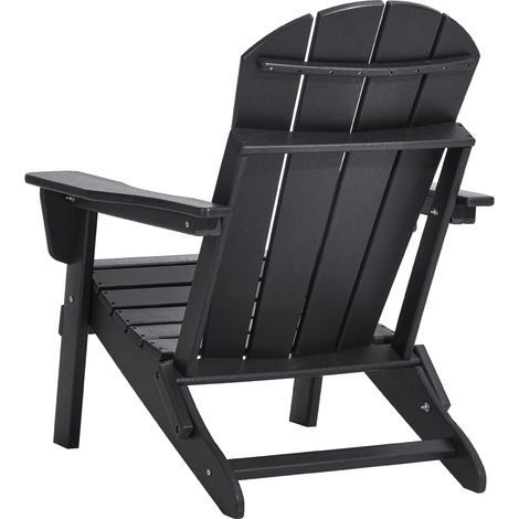 Mophorn Adirondack - Juego de 2 sillas de plástico plegables y portátiles para todo tipo de clima, para exteriores, con portavasos, reposabrazos relajante y ergonómico, color negro (1/5)
