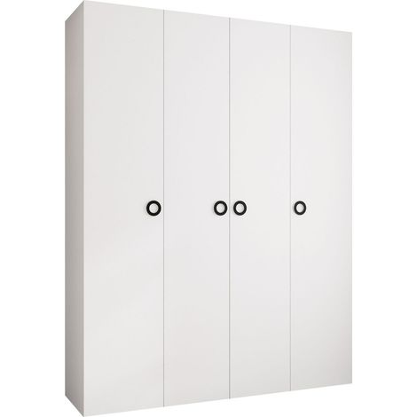 Armoire Hartford 554, Blanc, 246x190x52cm, Portes d'armoire: Avec des charnières, Nombre d'étagères: 12 (1/5)